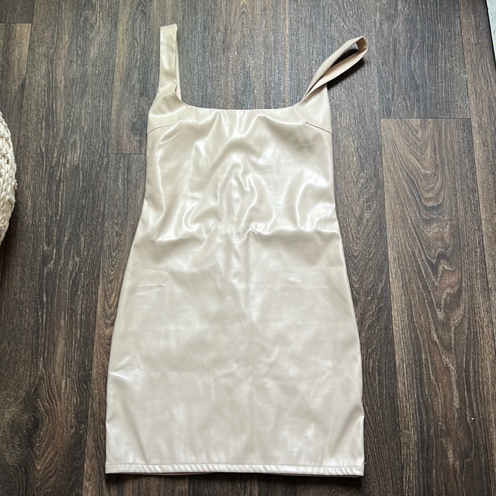 Sorella Faux Leather Nude Dress